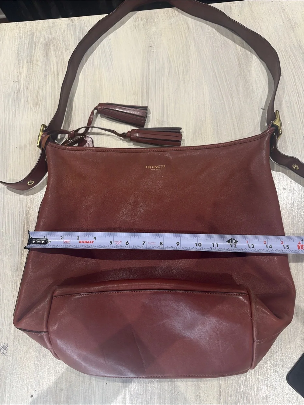 Coach Legacy Chestnut Leather XL Duffel with Tassel